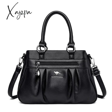 Xajzpa - Luxury Handbags Women Bags Designer 3 Layers Leather Hand Big Capacity Tote Bag For